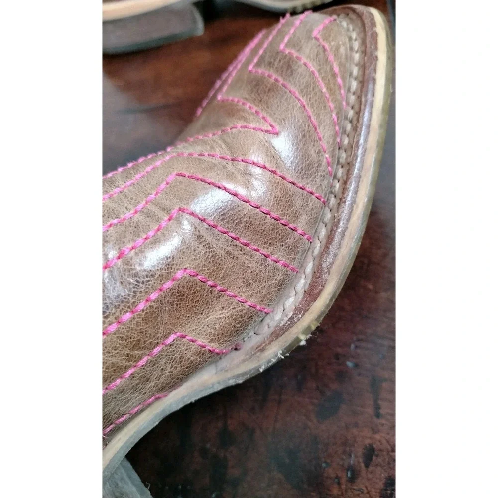 Tin Haul Starlight Cowgirl Boots Youth Kids Size 2 Purple Brown Square Toe USA